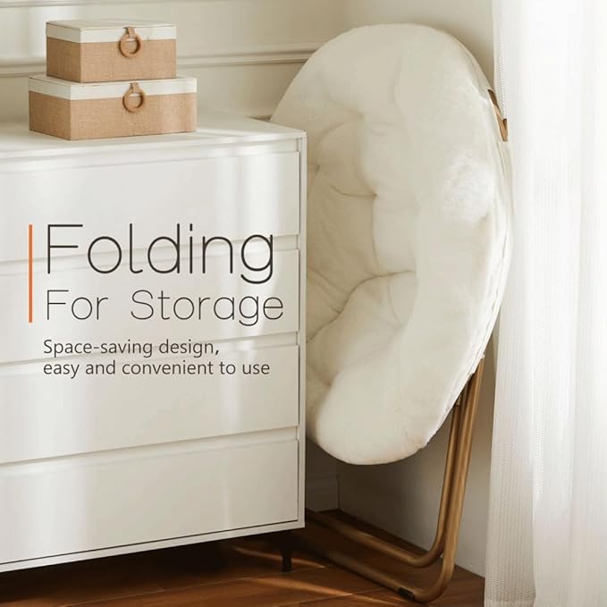 Comfortable Cozy Faux Fur Disc Chair Foldable Feature - Image 6