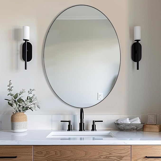 ANDY STAR Chrome Bathroom Mirror, Oval Chrome Mirror - Image 7