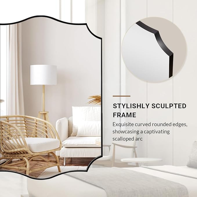 ANDY STAR 30x48 Inch Matte Black Mirror, Unique Rectangular Bathroom Mirror - Image 8