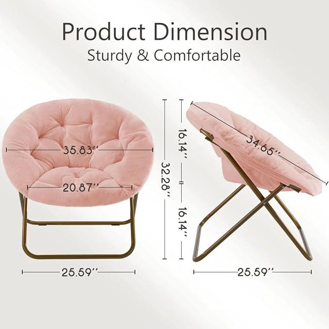 Comfortable Cozy Faux Fur Disc Chair Foldable Feature - Image 3