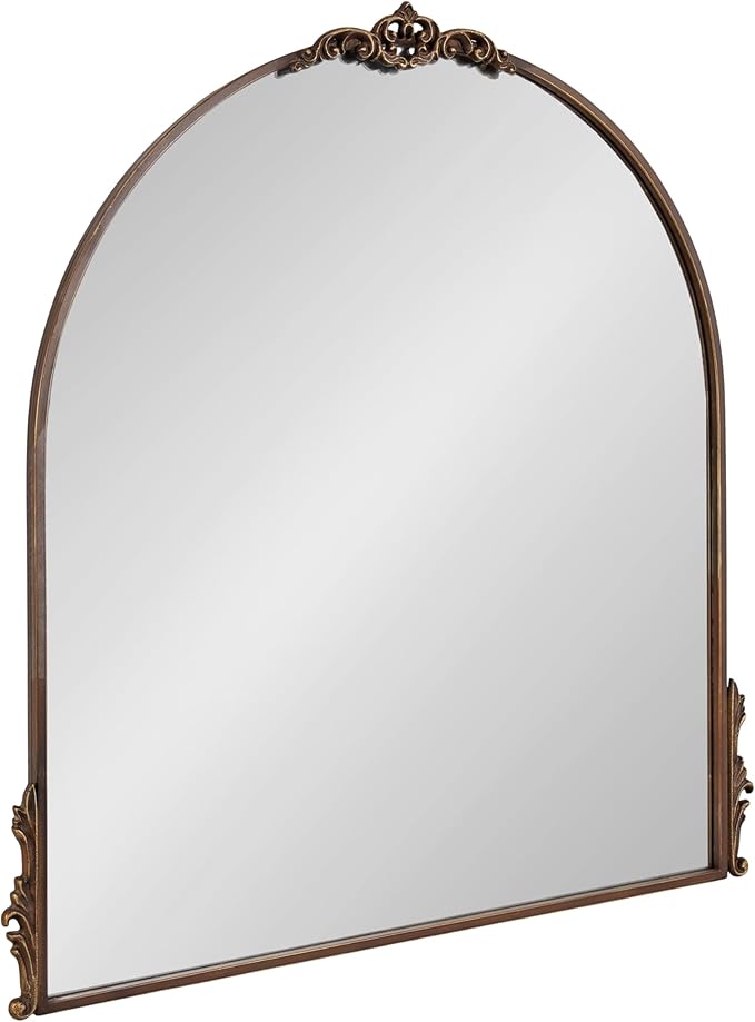Kate and Laurel Myrcelle Ornate Vintage Arched Mirror, 30 x 32, Decorative Wide by KateandLaurel