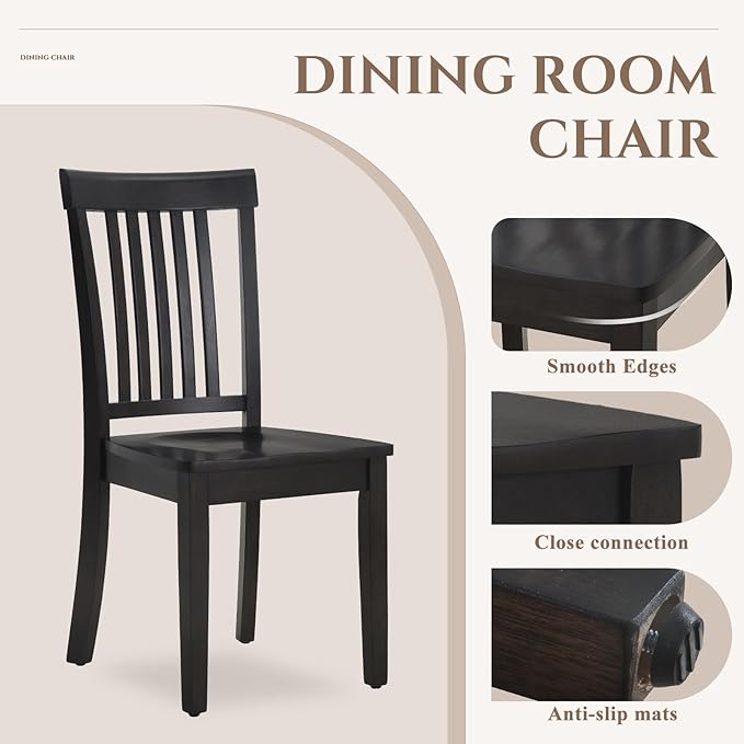COLAMY Wooden Dining Chairs Set of 4, Spindle High Back Windsor Kitchen Side - Image 4