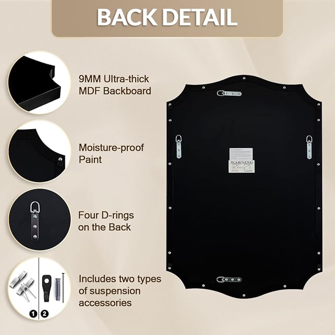Black Wall Mirror, 24x36 Scalloped Mirror - Image 8