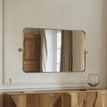 MOON MIRROR 36" x 24" Brushed Gold Rectangle Bathroom Mirror, Tilting Rounded by MOONMIRROR