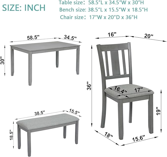 KEIKI 6-Piece Standard Height Dining Table Set - Image 3
