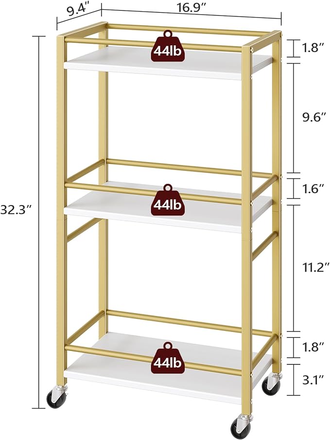 Bar Cart for The Home, 3-Tier Drink Cart on Wheels, Home Bar Serving Cart - Image 3