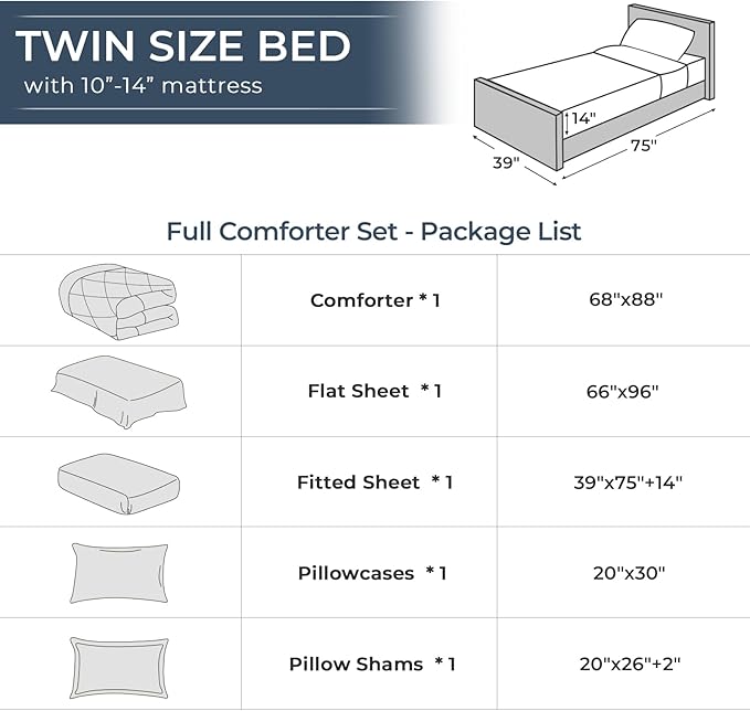 HEVUMYI Royal Blue & Light Grey Twin Comforter Set - Image 8