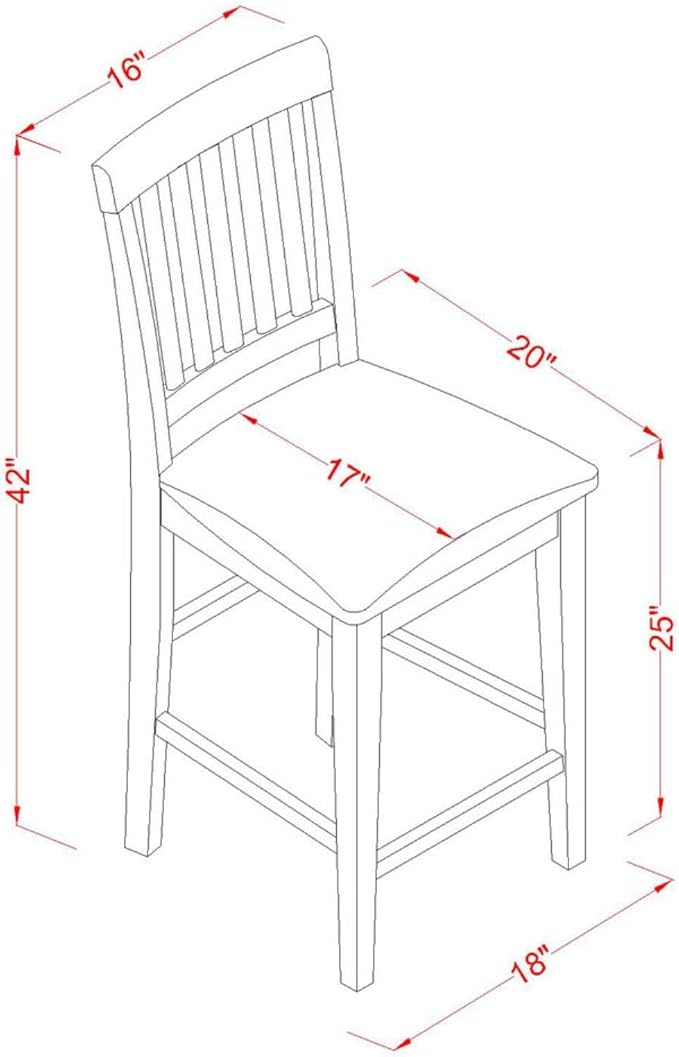 East West Furniture EDVN3-WHI-C 3 Piece Kitchen Counter Height Dining Set - Image 5