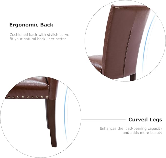 COLAMY Upholstered Parsons Dining Chairs Set of 4, PU Leather Dining Room - Image 8