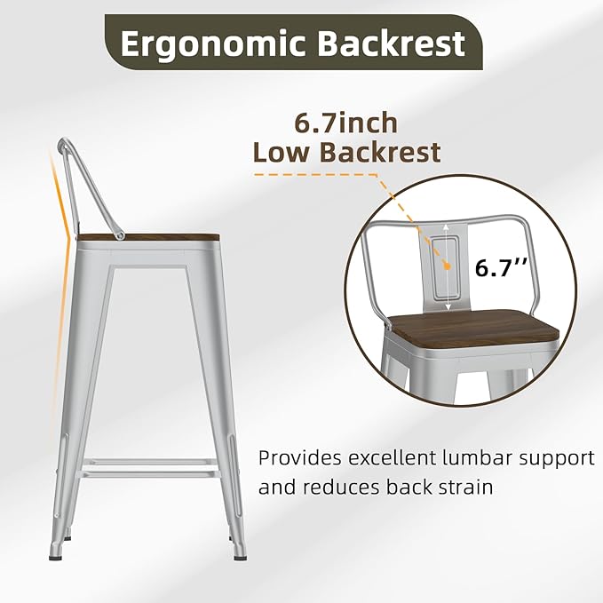 24 Inch Swivel Bar Stools Set of 4, Counter Height Bar Stools - Image 4