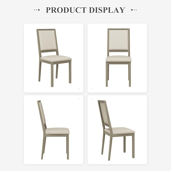 COLAMY Wood Dining Chairs Set of 4, Mid Century Modern Upholstered Kitchen - Image 7