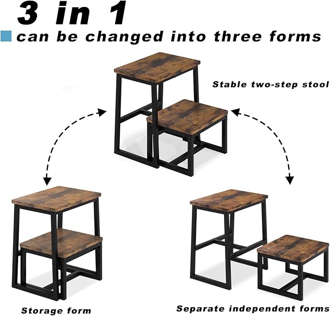 Step Stool for Adults, Holds up to 500Lb, 3 in1 Heavy Duty Sturdy Two - Image 9