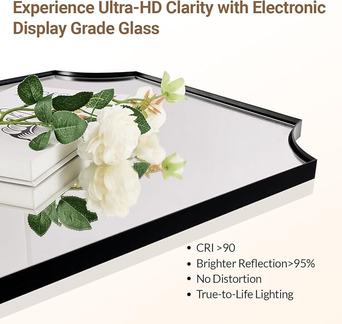 ANDY STAR 24x40 Matte Black Mirror, Scalloped Mirror - Image 5