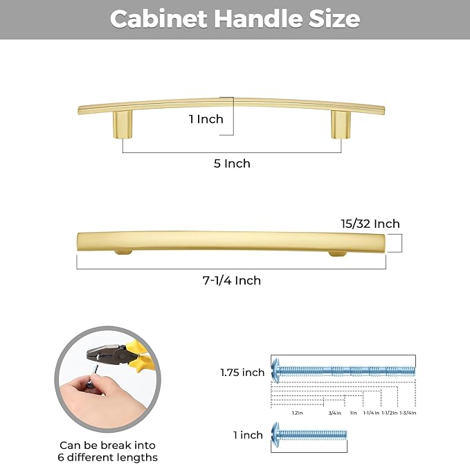 5 Pack Cabinet Handles 5" Hole Center - Image 3