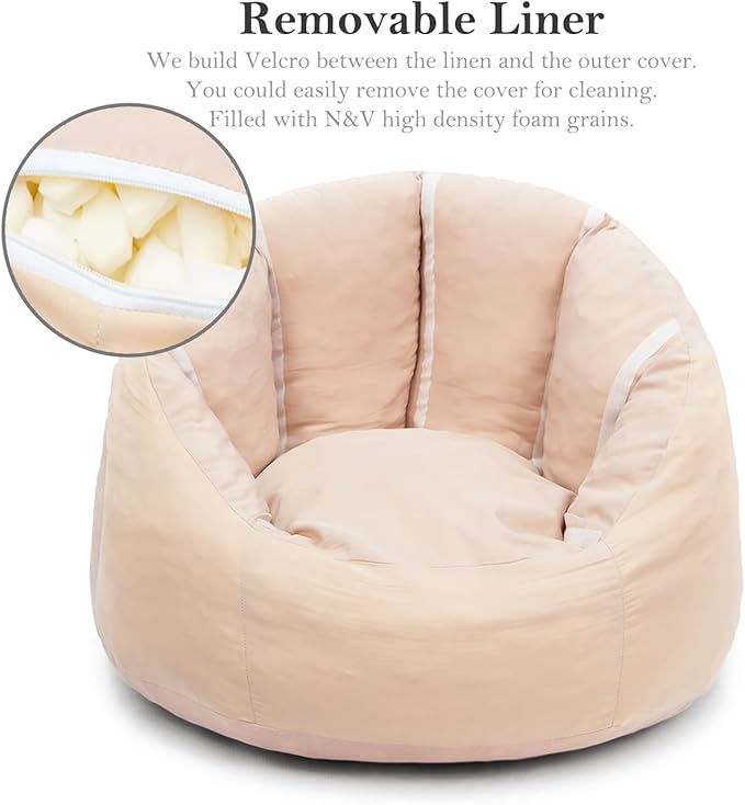 N&V Medium Shell Bean Bag Chair, Adult Size Bean Bag Sack, Foam Filling - Image 3
