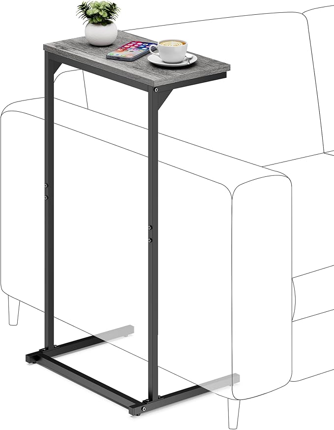 TUTOTAK C Shaped End Table, Small Side Table, 28.7 inch Tall Couch Table - Image 4
