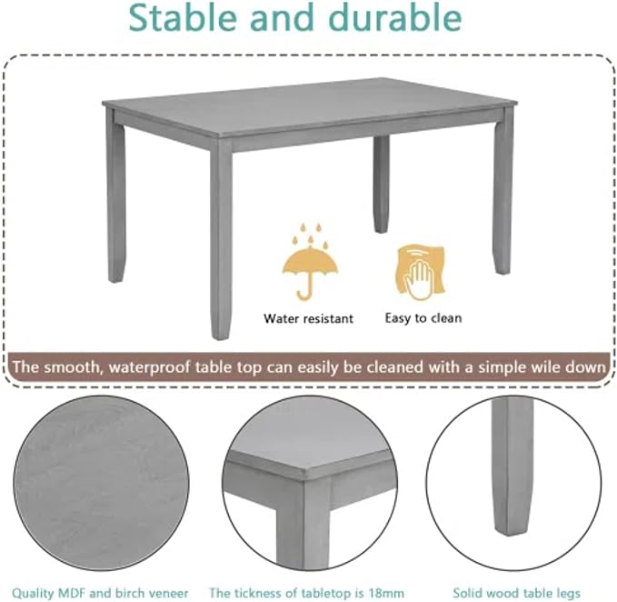 6-Piece Dining Table Set for 4-6 People, Kitchen Set - Image 6