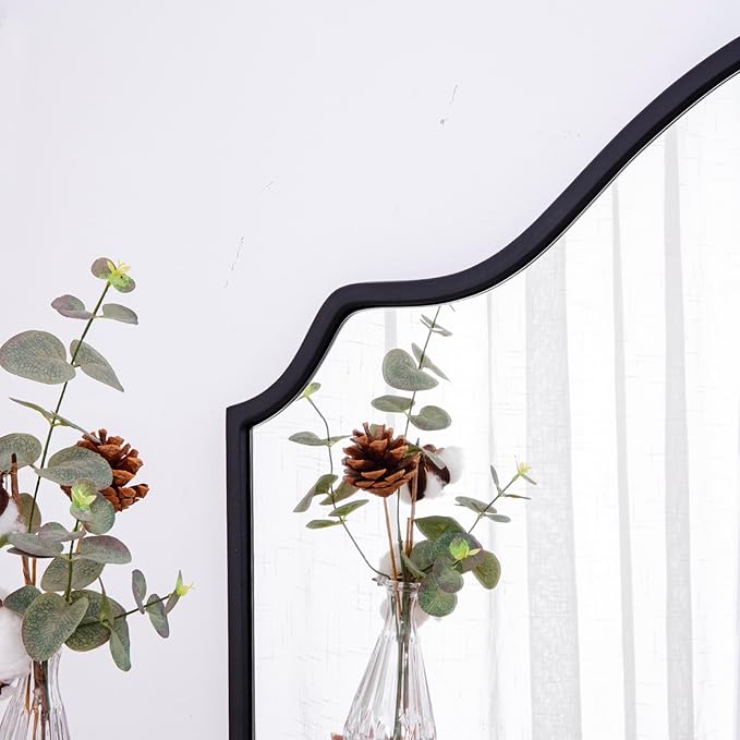 Chende Black Wall Mirror, Antique Arched Mirror - Image 3