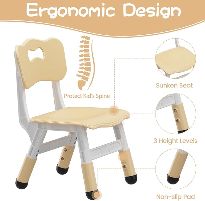 GarveeHome Kids Table and 4 Chairs Set, Height Adjustable Toddler Table and - Image 6