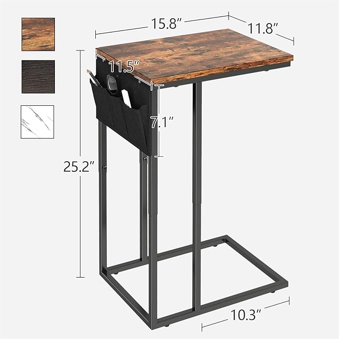 C Shaped End Table for Couch, Small Side Table for Sofa - Image 3