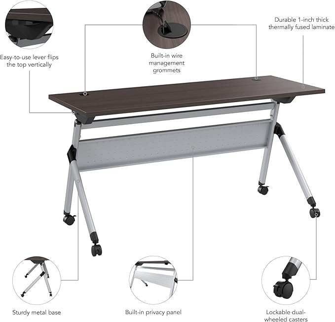 Bush Business Furniture Folding Training Table, 60 inch Desk, Commercial-Grade - Image 7