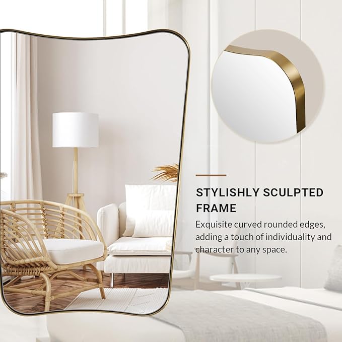 ANDY STAR Gold Vanity Mirror, 22x30 Inch Brushed Gold Bathroom Mirror, Antique - Image 7