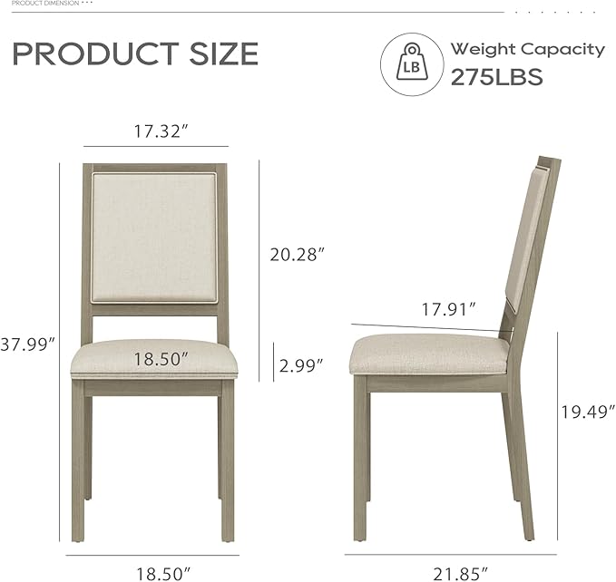 COLAMY Wood Dining Chairs Set of 6, Mid Century Modern Upholstered Kitchen - Image 3