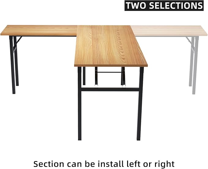 DlandHome Reversible L-Shaped Desk Large Corner Desk Folding Table Computer - Image 4