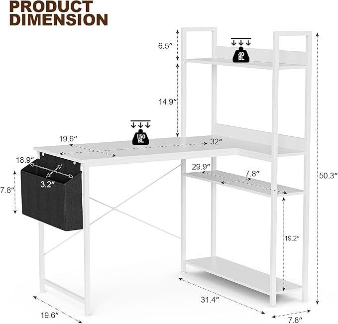 40 Inch L Shaped Computer Desk - Image 3