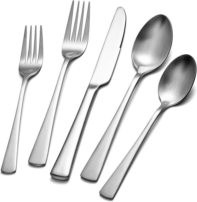 KINGSTONE Silverware Set for 8, 40-Piece 18/10 Stainless Steel Flatware Set by KINGSTONE