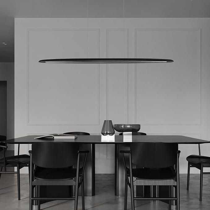 71" Wood Linear Pendant Light Black Linear Pendant Dinning Room Hanging Lights - Image 7