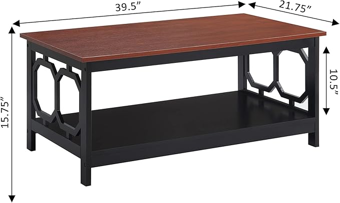 Convenience Concepts Omega Coffee Table, Cherry Top / Black Frame - Image 8