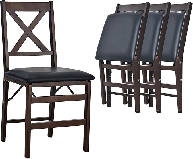 COLAMY Folding Dining Chairs Set of 4 – Dark Brown Wooden Dining Room Chairs - Image 9