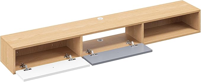 Modern Floating TV Stand with Doors, 55‘’ Wall Mounted Media Console Cabinet - Image 9
