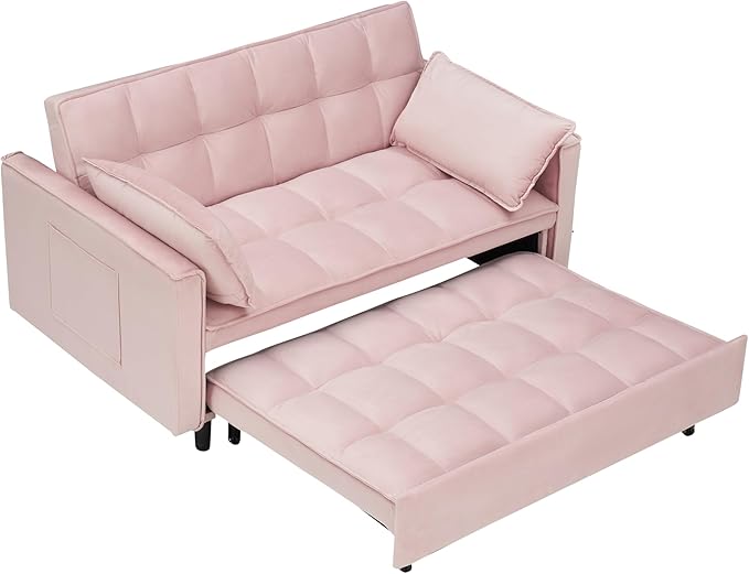 Ball & Cast Convertible Sofa Bed, Loveseat Sleeper Sofa W/Pull-Out Bed&2 Pillows - Image 9