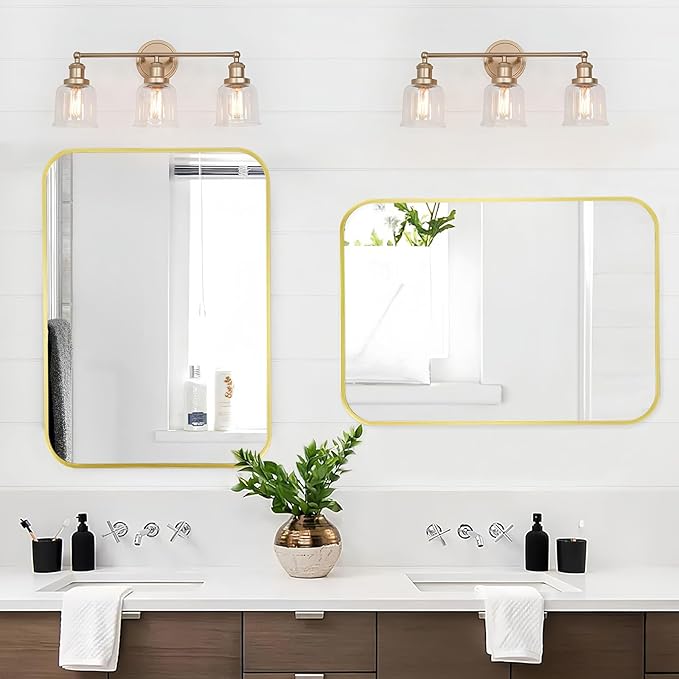 Matte Gold Mirror, 24x36 Inch Brushed Gold Mirror, Aluminum Alloy Framed Vanity - Image 7