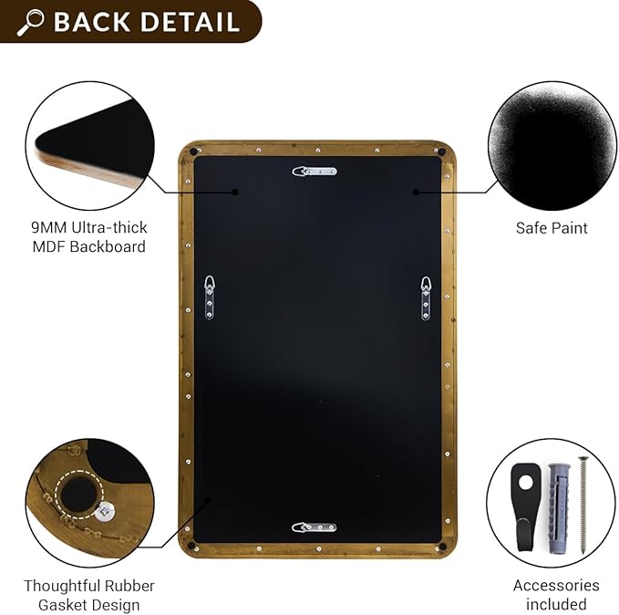 ANDY STAR Gold Bathroom Mirror for Wall, 30x36’’ Brushed Gold Rounded Rectangle - Image 7