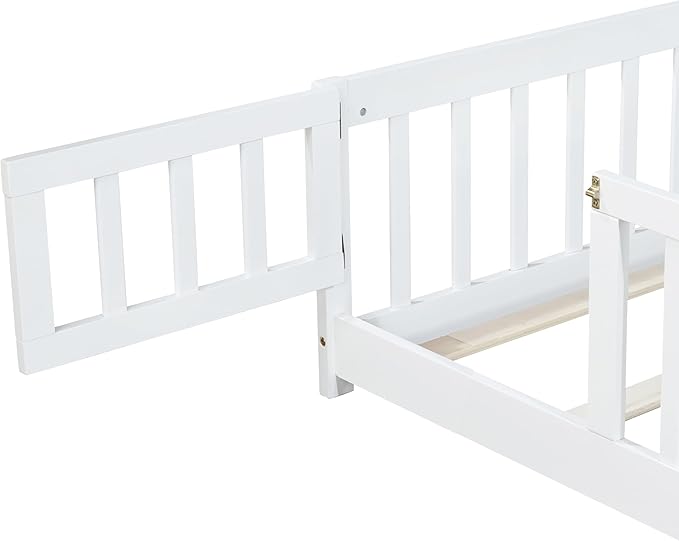 Twin Floor Bed with Slats and Center Support Bar, Wood Montessori Floor Bed - Image 5