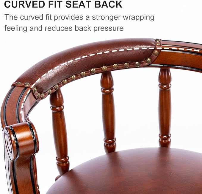 Cow top Leather Wooden Bar Stools, 360 Degree Swivel Bar Height Chair - Image 7