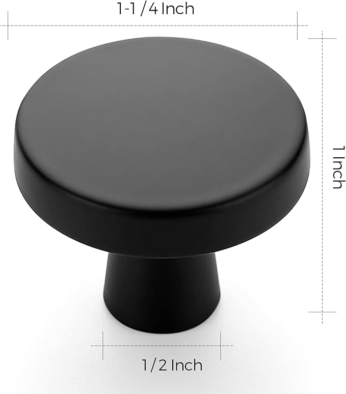 Ravinte 15 Pack Drawer Pulls 1-1/4 Inch Matte Black Kitchen Cabinet Knobs Solid - Image 3