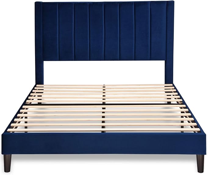 SHA CERLIN Full Bed Frame/Velvet Upholstered Platform Bed Frame - Image 9