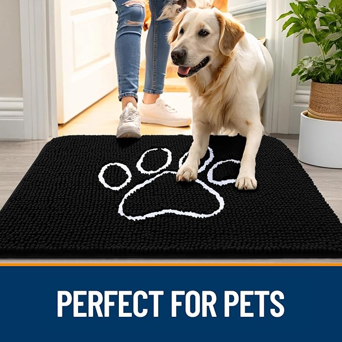 OLANLY Door Mat for Muddy Dog Paws 48x30, Ultra Absorbent Chenille Mud Doormat - Image 6