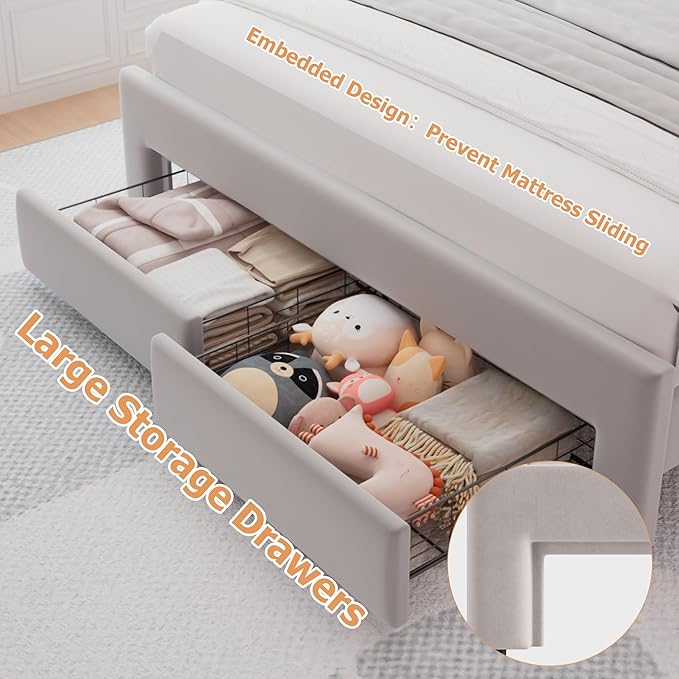 Full Upholstered LED Bed Frame - Image 4