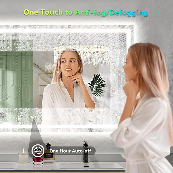 60x38 Inch RGB LED Bathroom Mirror Front Light and RGB Backlit Lighted Vanity - Image 5
