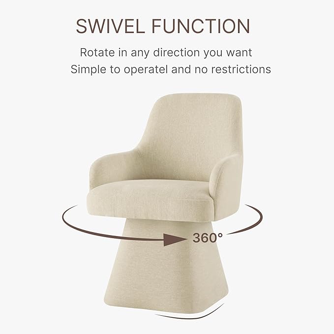 Swivel Dining Chairs Set of 4, Mid Century Modern Chairs Fabric Upholstered - Image 4