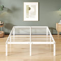 16 Inch White Full Size Bed Frame No Box Spring Need, Metal Platform Full Bed by Upcanso