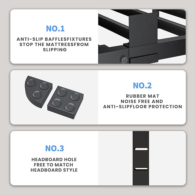 20 Inch King Size Bed Frame, 3500Lbs Heavy Duty Metal Platform - Image 5
