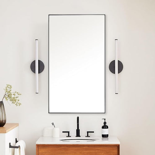20x36 Inch Black Bathroom Mirror, Copper-Free Mirror, Aluminum Alloy Frame by LEDLUX