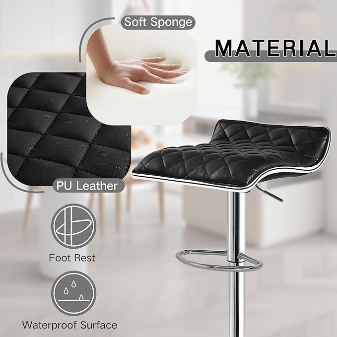 VECELO Bar Stools Set of 4, Adjustable Bar Stools, Bar Height Stools - Image 4