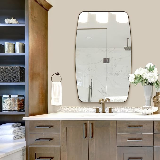 ANDY STAR Gold Oval Mirrors for Bathroom, Large 24x36’’ Brushed Gold Metal by ANDYSTAR